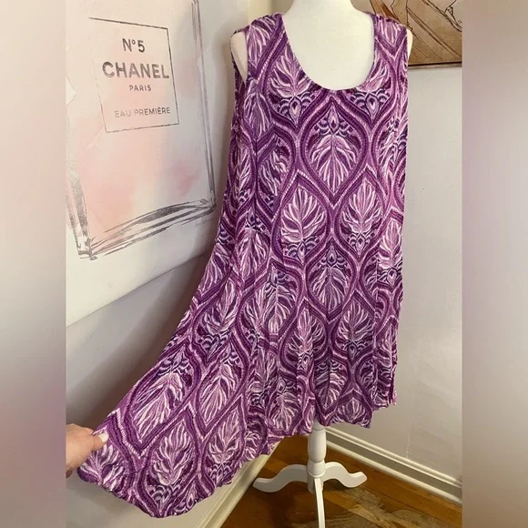 Denim 24/7 Sleeveless Sundress Plus Size 22/24 1X Purple & White - Picture 12 of 13